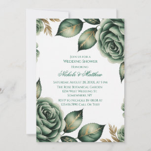 Invitation Mariage sous la douche Émeraude verte & Florale ve