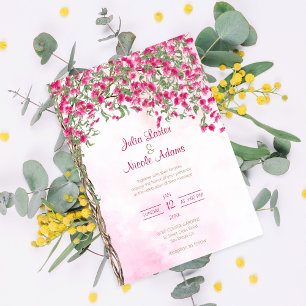 Invitation Mariage sous la forêt tropicale de bougainvillées