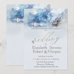Invitation Mariage sous la neige au lac de Winter Mountain