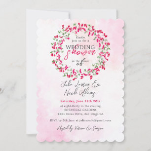Invitation Mariage sous la pluie de bougainvillées roses en f