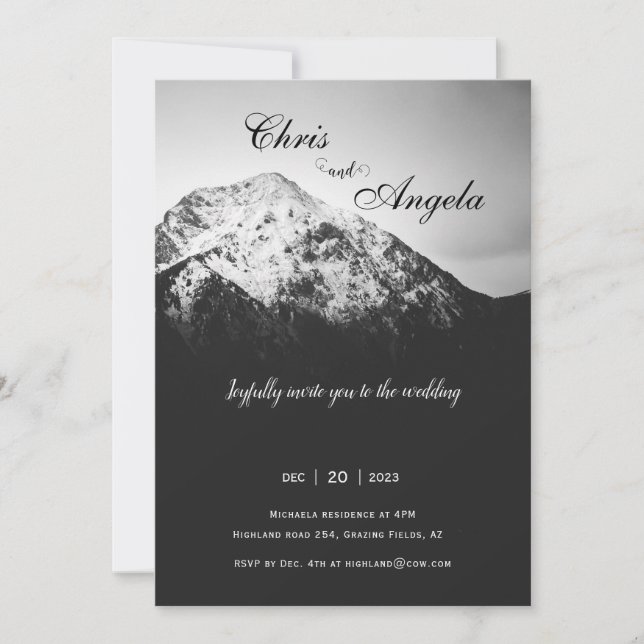 Invitation mariage sous les montagnes (Devant)