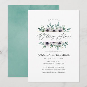 Invitation Mariage sous thème géométrique Eucalyptus Anémone