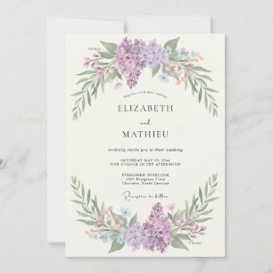 Invitation Mariage sous une Arche Botanique de Lilas