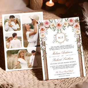 Invitation Mariage sous une verrière en bois rustique avec mo