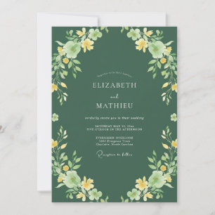 Invitation Mariage sous une verrière florale vert sauge