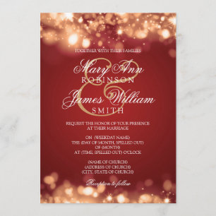 Invitation Mariage Sparkling Lights Gold