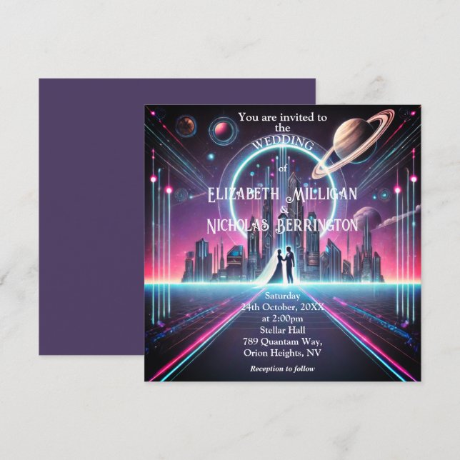 Invitation Mariage spatial (Devant / Derrière)