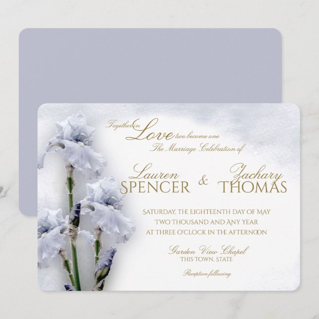 Invitation Mariage Spring Iris Garden (Devant / Derrière)