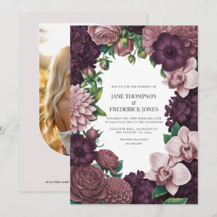 Invitation Mariage Storm Plum, Graphite Rose & Antique Blush