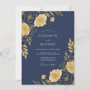 Invitation Mariage sublime de soirée bleu marine
