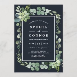 Invitation Mariage Succulent bleu marine de minuit