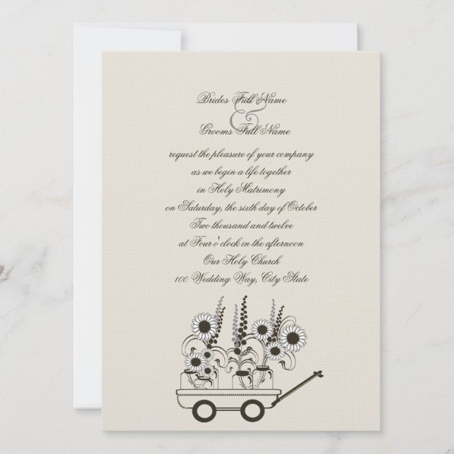 Invitation Mariage Sunflower Wagon (Devant)