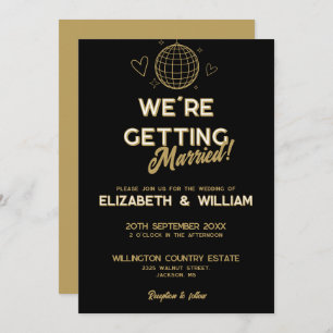 Invitation Mariage Super Disco Black And Gold