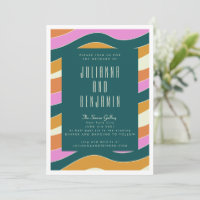 Mariage super Retro Pink et Green Wavy Lines