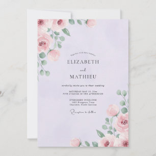 Invitation Mariage Superbe Rose Lavande