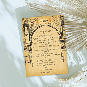 Invitation Mariage sur faux parchemin de château médiéval