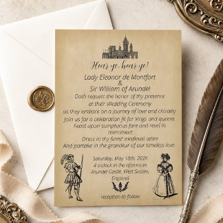 Invitation Mariage sur faux parchemin de la Renaissance médié