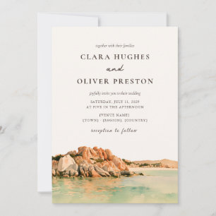 Invitation Mariage sur la côte de Sardaigne écriture Terracot