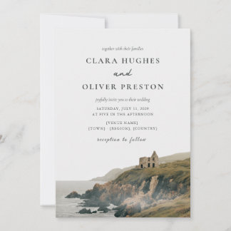 Invitation Mariage sur la côte irlandaise Mist Grey Olive Scr