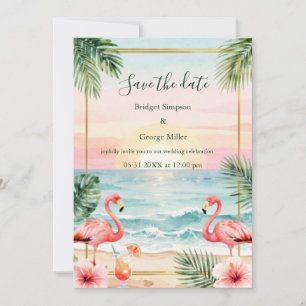 Invitation Mariage sur la plage au coucher du soleil tropical