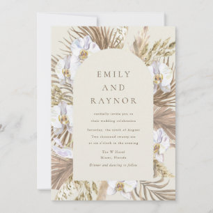 Invitation Mariage sur la plage aux orchidées tropicales