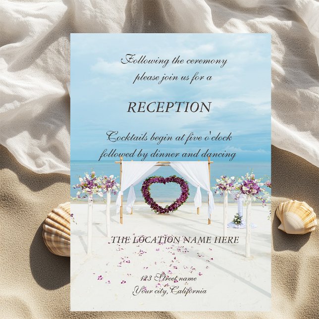 Invitation Mariage sur la plage avec arche florale de récepti (Créateur téléchargé)
