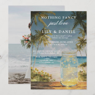 Invitation Mariage sur la plage avec palmier en pot Mason Jar