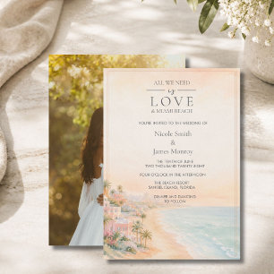 Invitation Mariage sur la plage avec photo de Miami Beach et