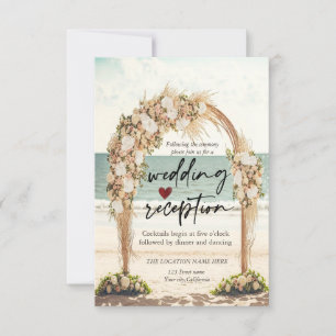 Invitation Mariage sur la Plage Chic Arbres Réception Roses