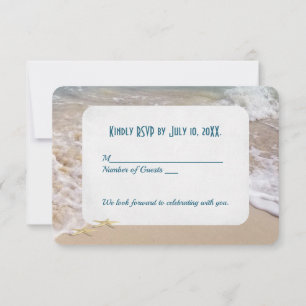 Invitation Mariage sur la plage coeurs RSVP