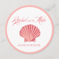 Mariage sur la plage coquille Saint-Jacques | rose