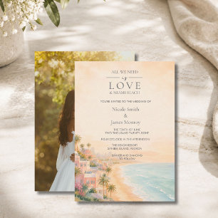 Invitation Mariage sur la plage de Miami Beach avec photo