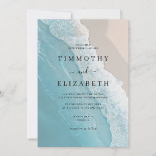 Invitation Mariage sur la Plage de Sable Océanique