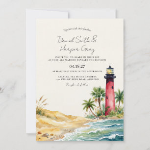 Invitation Mariage sur la plage du phare de Jupiter Floride