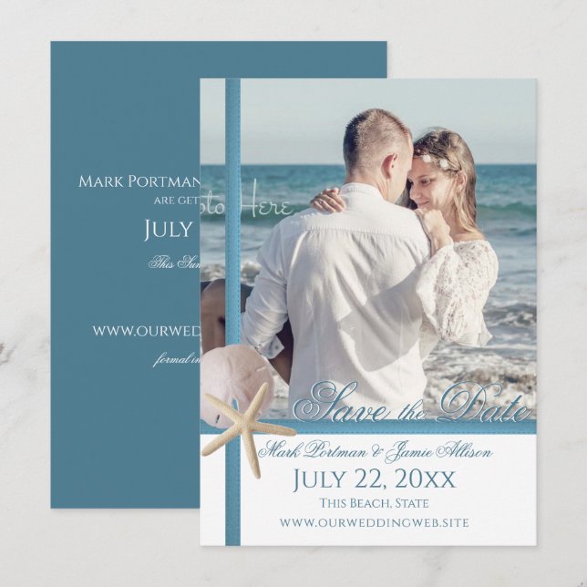 Invitation Mariage sur la Plage Étoile de Mer Dollar de Sable (Devant / Derrière)