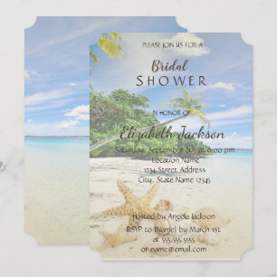 Invitation Mariage sur la Plage, Palmier, Étoile de mer Réce