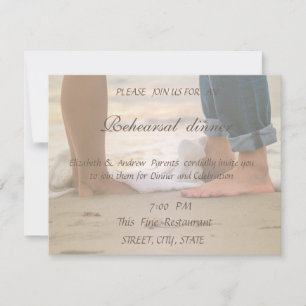 Invitation Mariage sur la Plage, Pieds Dîner de Répétition