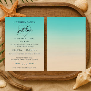 Invitation Mariage sur la Plage Réception Elopement Aquarelle