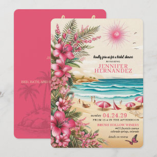 Invitation Mariage sur la plage rose