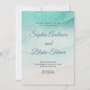 Invitation Mariage sur le thème de la plage avec du sable et 