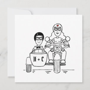 Invitation Mariage sur moto et side-car personnalisé