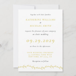 Invitation Mariage sur une île élégante aux agrumes jaunes