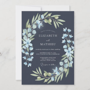 Invitation Mariage sur vigne d'azur ardoise