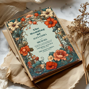 Invitation Mariage Symphonie Florale Inspiré de l'Art Nouveau