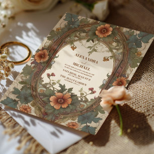 Invitation Mariage symphonique florale inspiré Art nouveau