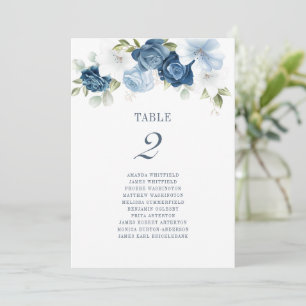 Invitation Mariage Tableau Numéro 2 Siège Floral bleu poussié