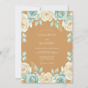 Invitation Mariage Tan Aqua Rose Chaude