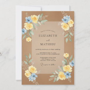 Invitation Mariage Tan Azuré Ranunculus Eucalyptus