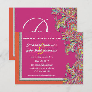 Invitation Mariage Tangerine et Fuchsia Argenté Enregistrer l