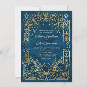 Invitation Mariage Tarot Céleste Gothique Bleu